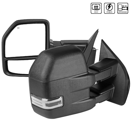 Spec-D Tuning Ford F150 Black Texture Clear Signal Power Heated Mirrors 15-17, PK2 RMX-F15015F3-SQ-FS